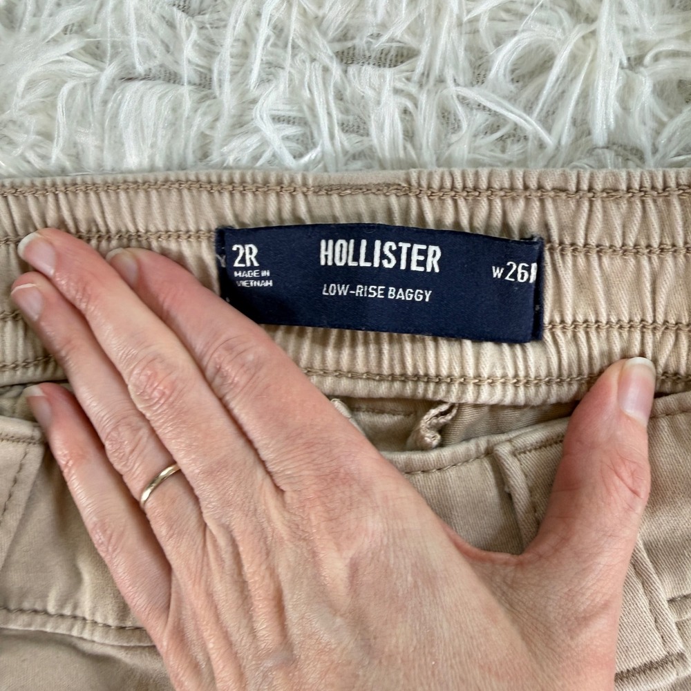 Hollister Low-Rise Baggy Cargo Pants Tan Khaki Size 2R Waist 26 Y2K Grunge Sk8 - Picture 5 of 13